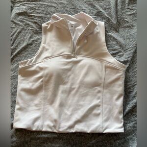 White Quarter Zip Padded Workout Top